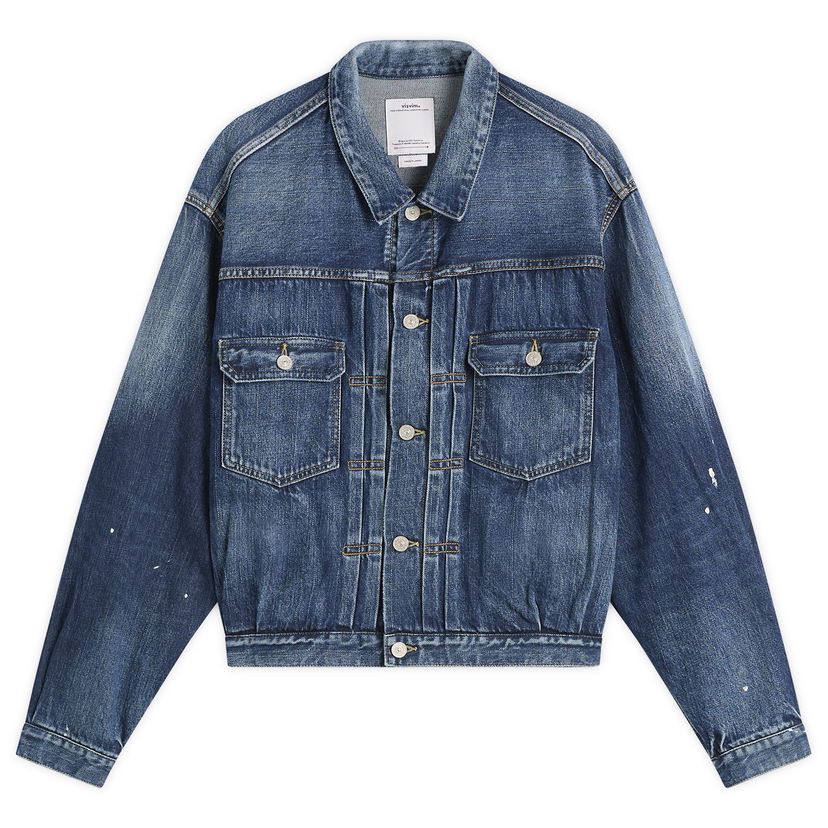 Bunda visvim Social Sculpture 101 Paint Splatter Denim Jacket Modrá | 0125205006002-DEN