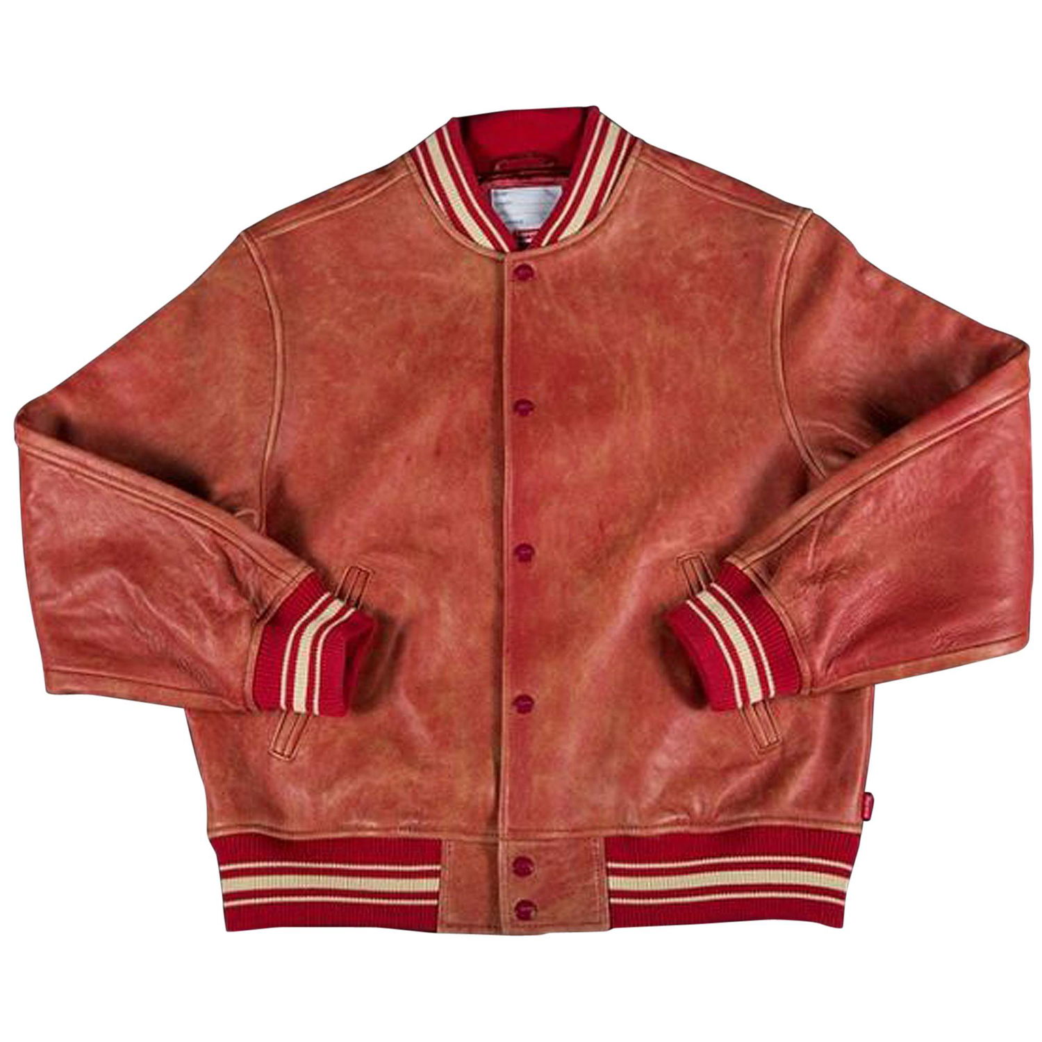 Bunda Supreme Painted Leather Varsity Jacket Červená | SS19J33 RED, 1