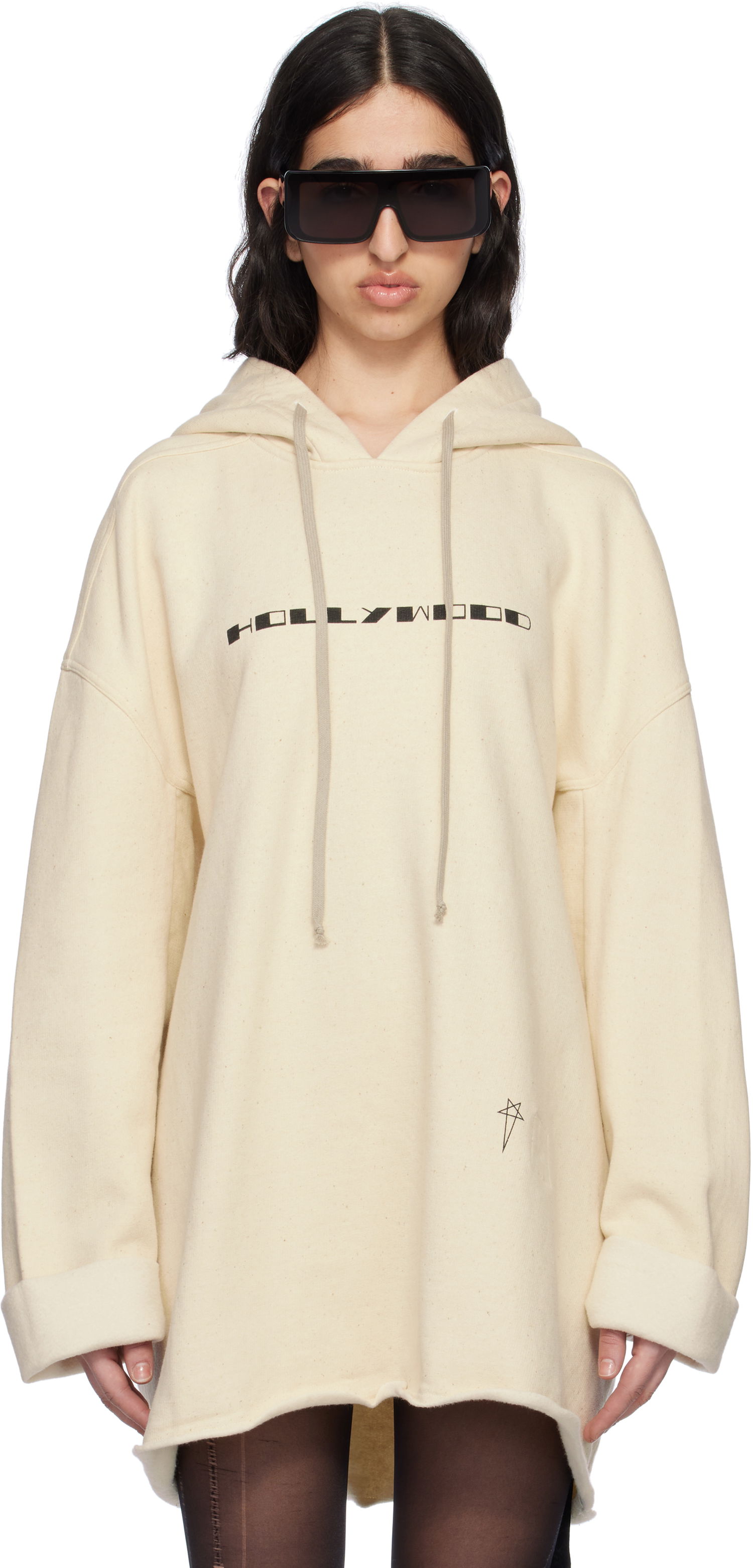 Mikina Rick Owens Rick Owens DRKSHDW Hollywood Peter Hoodie Béžová | DS01E3231 FNEP5P, 0