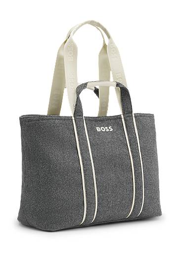 Tote bag BOSS Felted Tote Bag with Contrast Logo and Striped Details Šedá | 50552483, 1