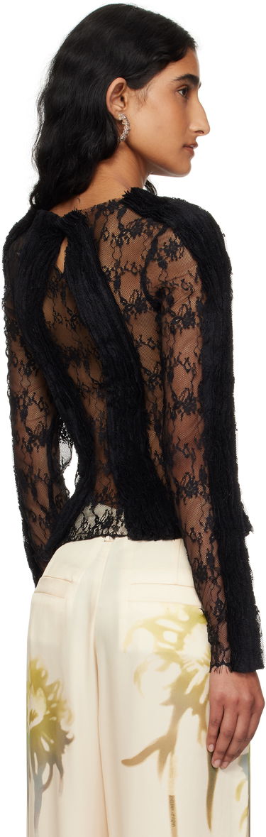 Tričká a tielka Collina Strada Collina Strada Wavy Lace Top Čierna | XX3303, 2