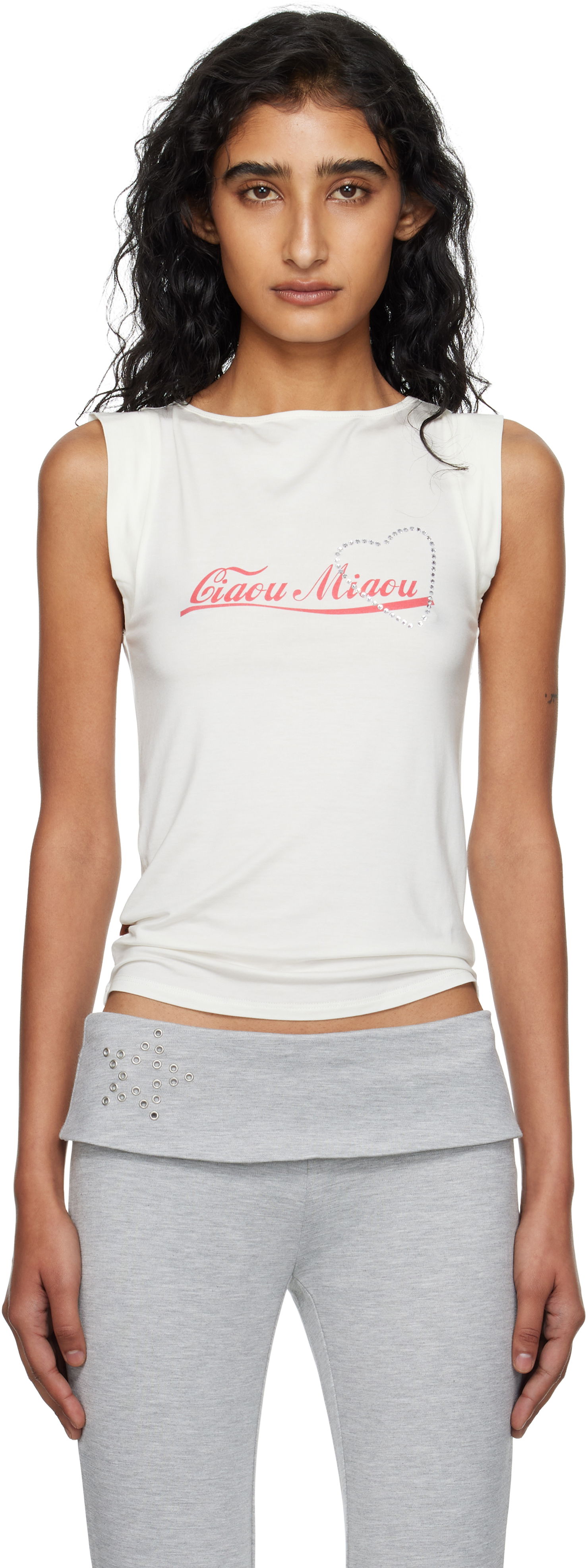 Tielko Miaou Miaou Lucia Sleeveless Graphic Tank Top Biela | 7197LJBCMI, 0