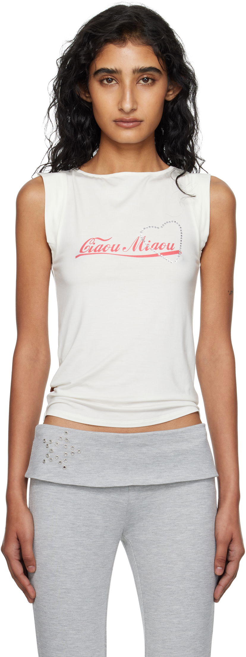 Tielko Miaou Miaou Lucia Sleeveless Graphic Tank Top Biela | 7197LJBCMI