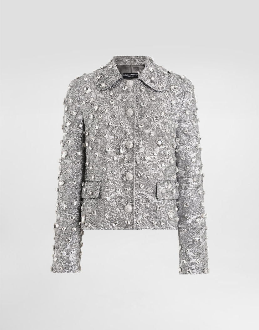 Bunda Dolce & Gabbana Single-breasted Embroidered Jacket With Stones Metalická | F29UEZGDDG9S8400