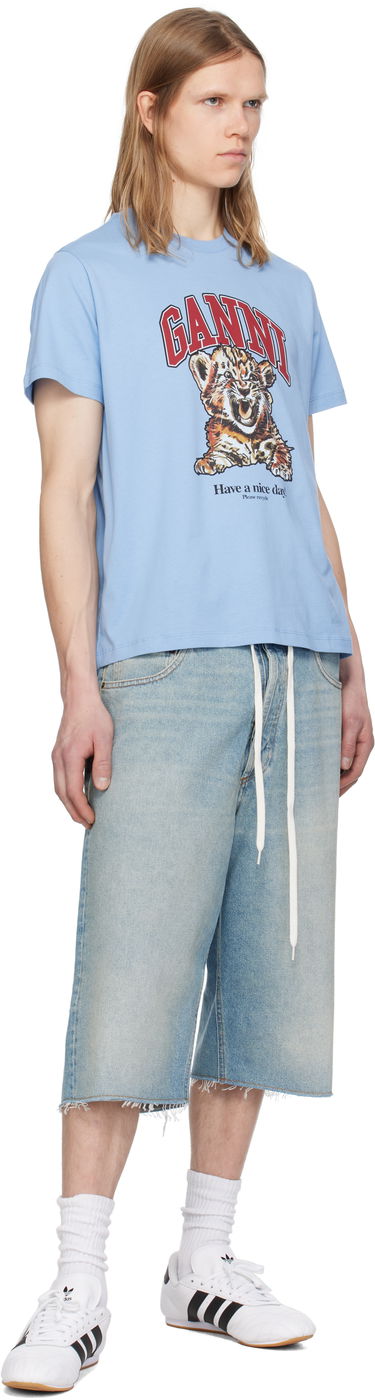 Tričko GANNI Tiger Print T-Shirt Modrá | T4007, 3