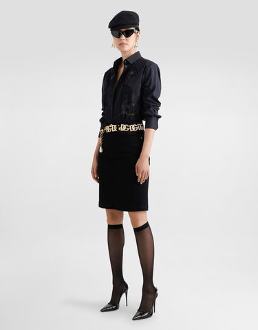 Košeľa Dolce & Gabbana Dolce & Gabbana Cotton Poplin Shirt with Lace Inlay Čierna | F5T32TGDCWPN0000, 1