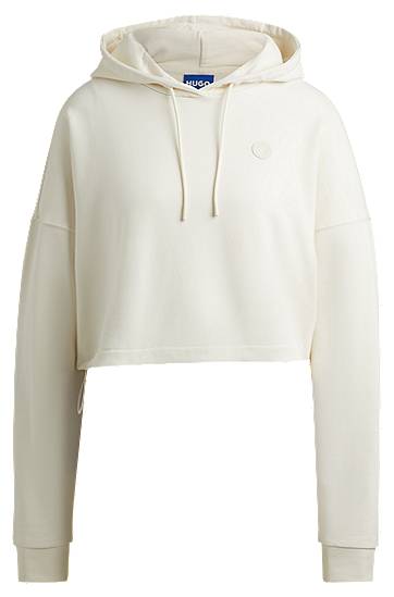 Sveter BOSS HUGO Cropped Cotton-Terry Hoodie Biela | 50520122