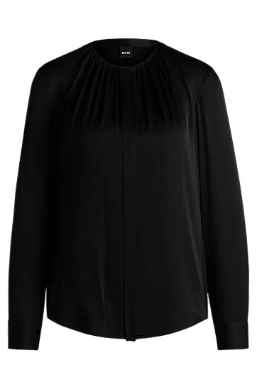 Košeľa BOSS Regular-Fit Silk Blouse Čierna | 50538481, 0