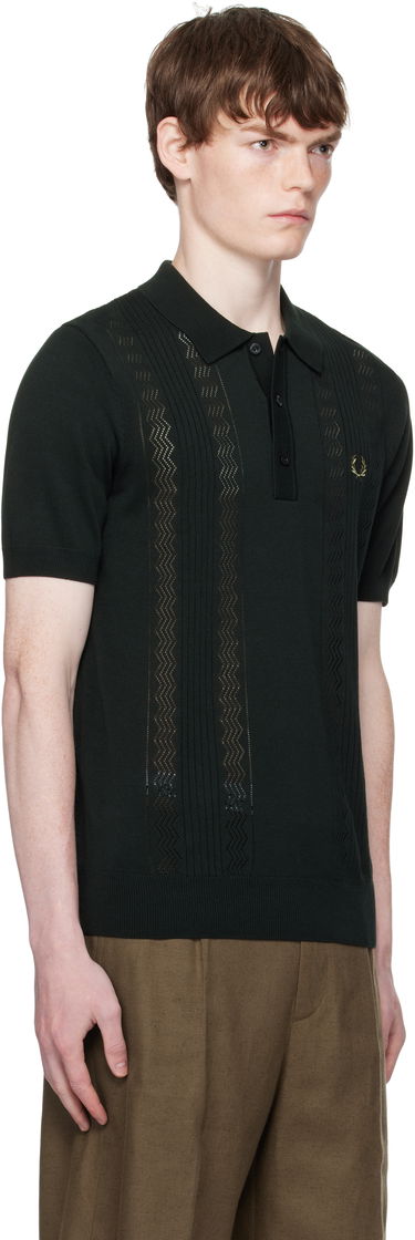 Polo tričko Fred Perry Fred Perry Pointelle Panel Knitted Polo Zelené | K9750, 1