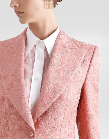 Bunda Dolce & Gabbana Dolce & Gabbana Turlington Single-Breasted Floral Jacquard Jacket Ružová | F29UCTHJMQKF0473, 3