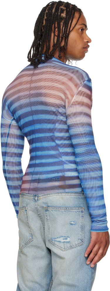 Tričko Jean Paul Gaultier Jean Paul Gaultier 'The Air' Striped Mesh Long Sleeve Modrá | 25/03-W-TO336-M005P-565034, 2