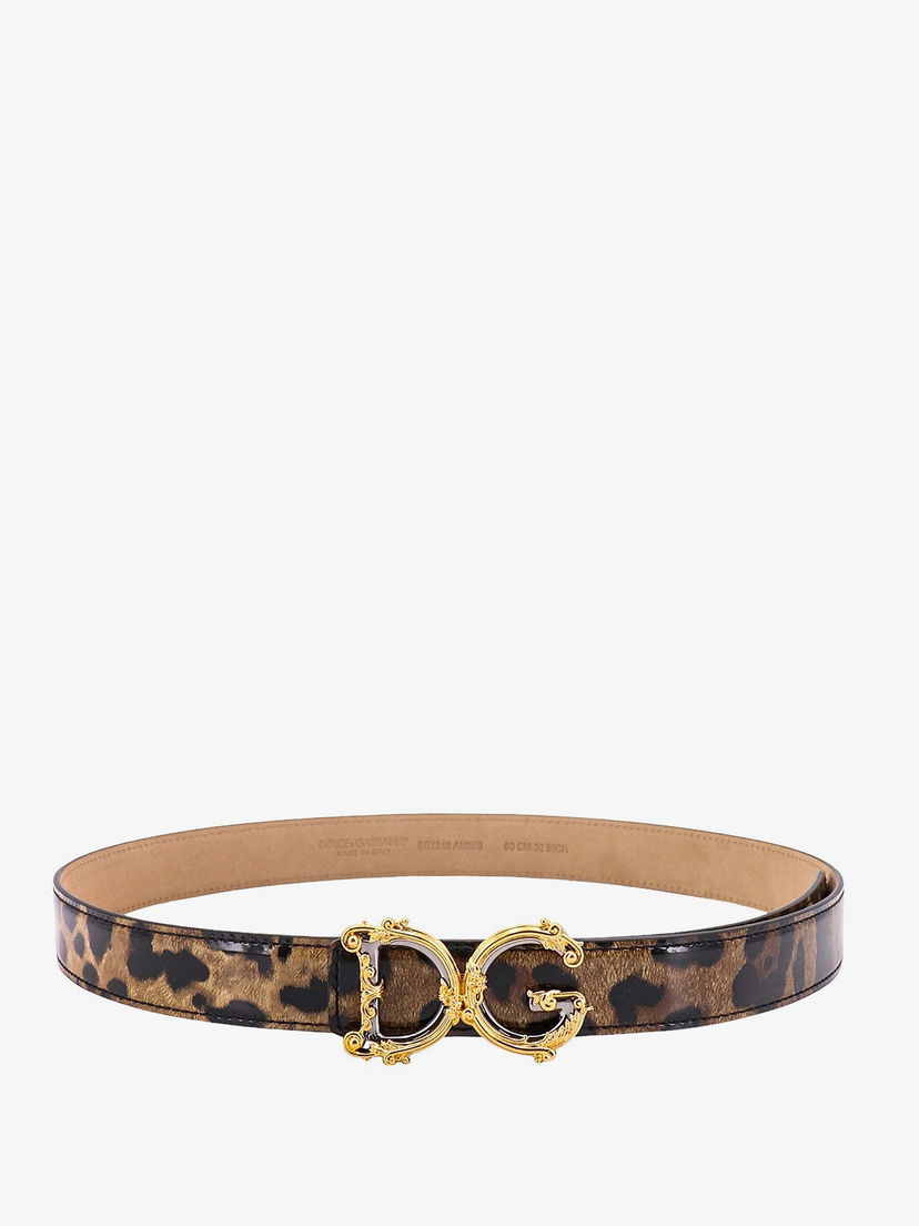 Opasok Dolce & Gabbana Dolce & Gabbana Leopard Print Leather Belt Hnedá | BE1348AM568HA93M