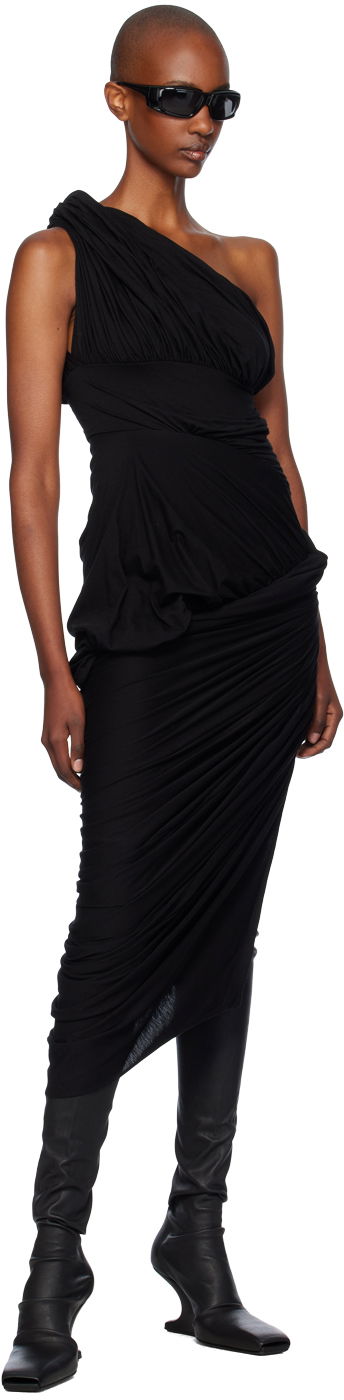 Šaty Rick Owens Rick Owens Lido Draped One-Shoulder Midi Dress Čierna | RP02D3562 JWS, 3