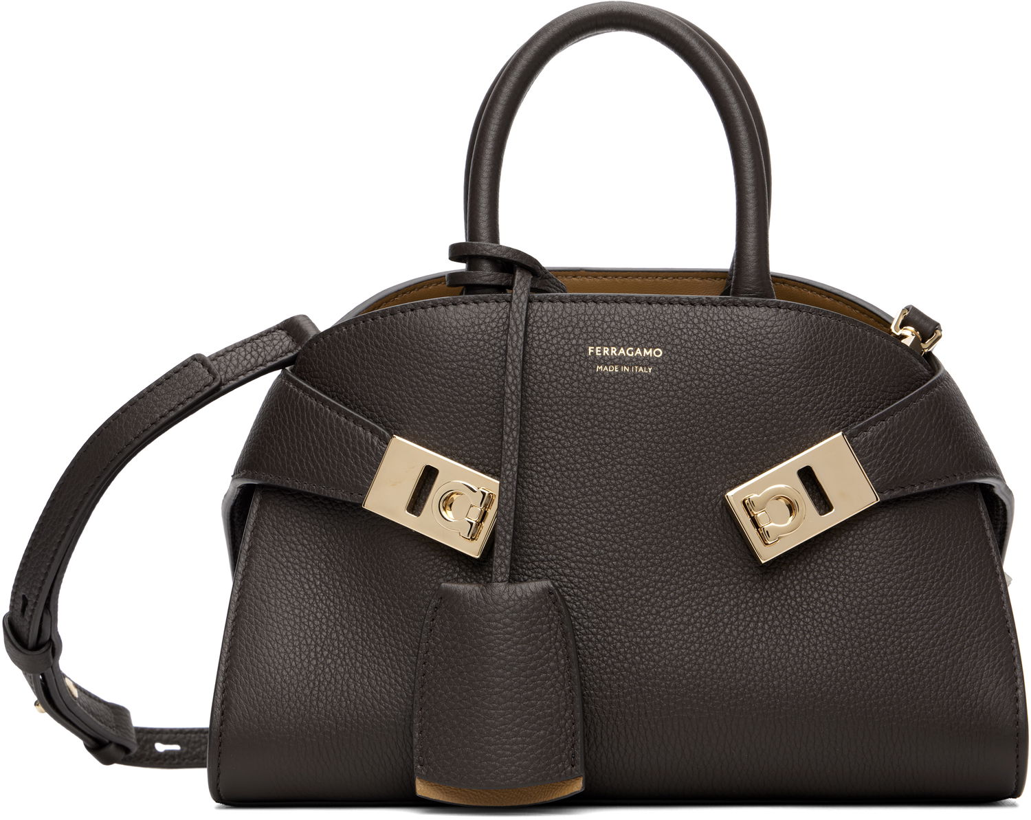 Kabelka FERRAGAMO Ferragamo Mini Hug Bicolor Top Handle Bag Hnedá | 778490, 0