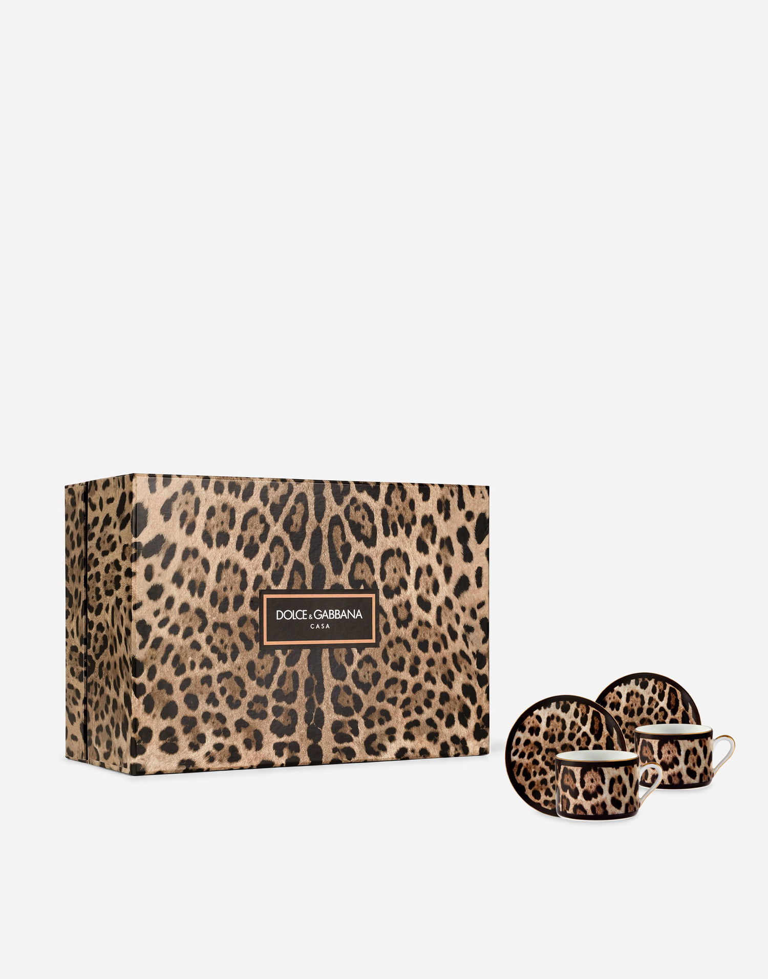 Home decor Dolce & Gabbana Casa Leopard Print Gift Box With 2 Porcelain Teacups With Saucers Rôznofarebný | TC0S24TCA71UL003, 0