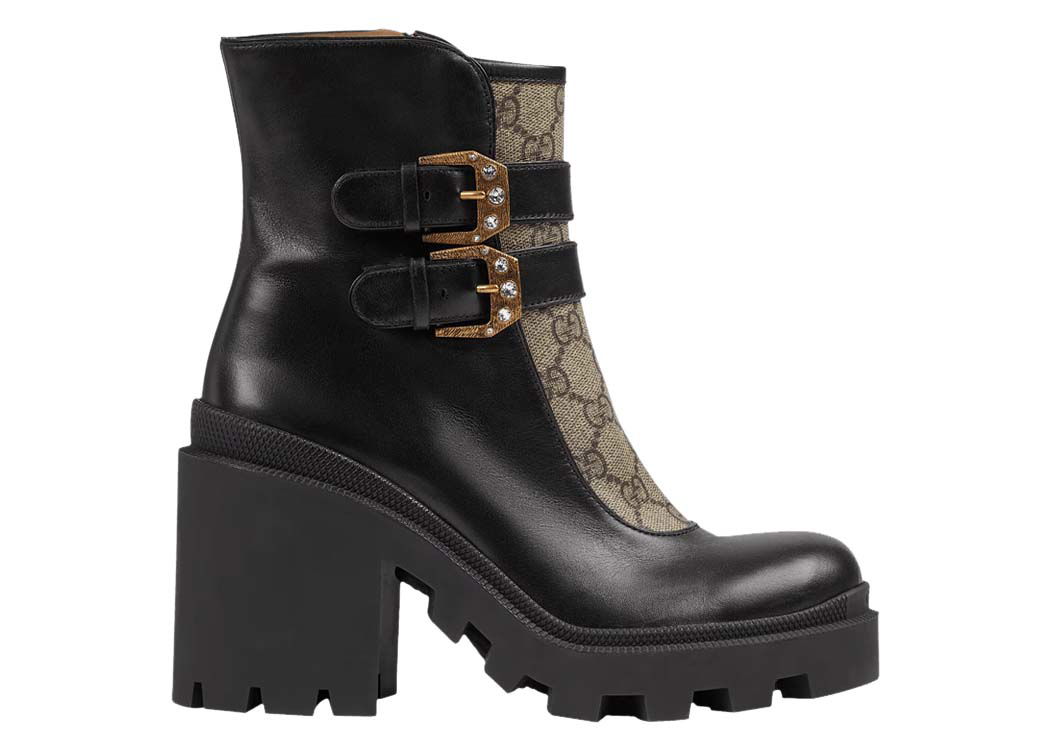 Tenisky a topánky Gucci Buckles Ankle Boots Black Beige (Women's) Čierna | 701100 UVV20 1182, 0