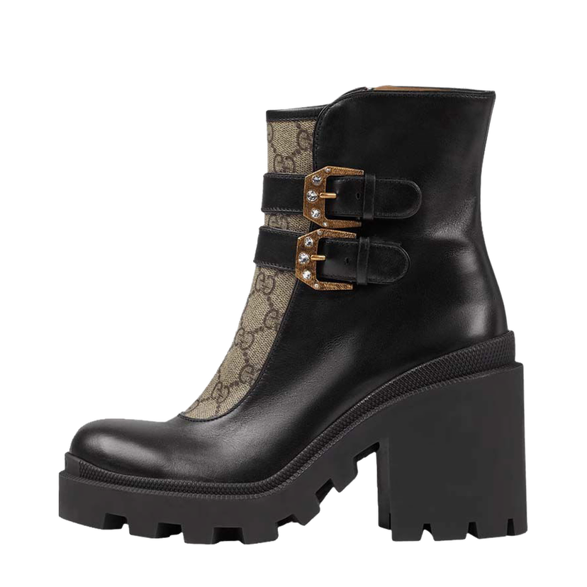 Tenisky a topánky Gucci Buckles Ankle Boots Black Beige (Women's) Čierna | 701100 UVV20 1182