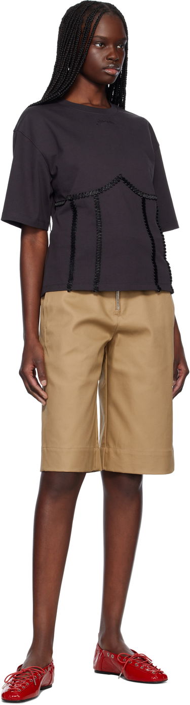 Tričko GANNI Ganni Cotton Tie Back T-Shirt Čierna | T4179, 3