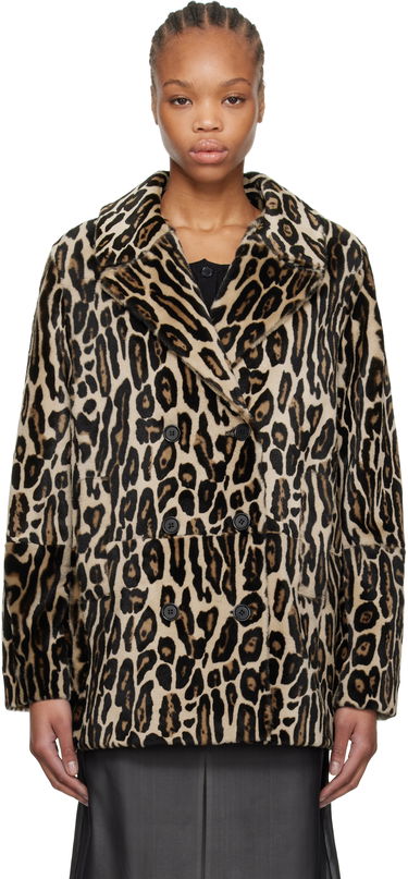 Kabáty RE/DONE Re/Done Leopard Print Shearling Peacoat Béžová | 817-06WLEOPCT, 0