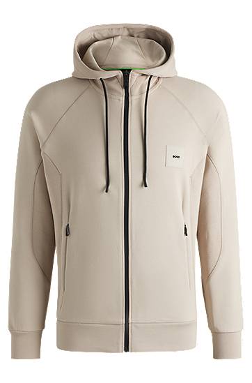 Mikina BOSS BOSS Cotton Blend Zip-Up Hoodie Béžová | 50537204, 0