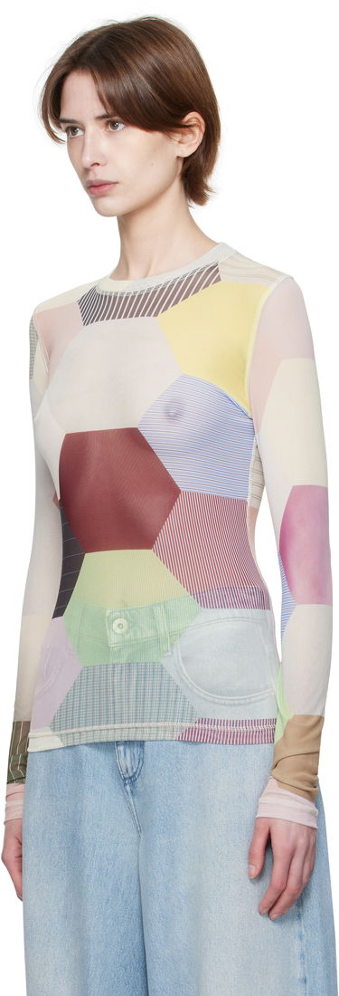 Body JW Anderson JW Anderson Patchwork Print Sheer Long Sleeve T-Shirt Rôznofarebný | JO0138-PG1722, 3