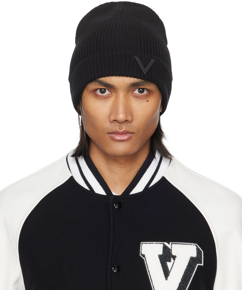 Kulicha Valentino Garavani V Appliqué Beanie Čierna | 4Y2HB02DWWV, 0
