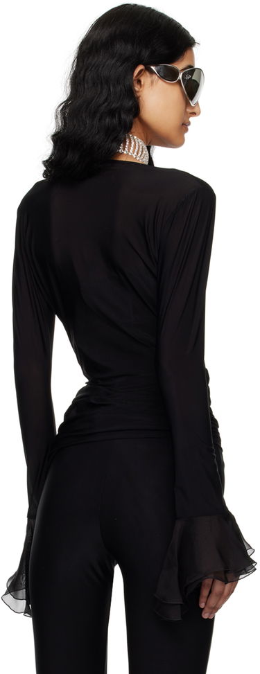 Body Blumarine Ruffle Long Sleeve Top Čierna | P444C053A, 2