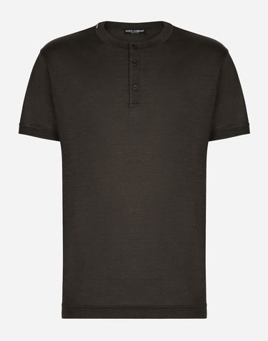 Tričko Dolce & Gabbana Short-sleeved Silk T-shirt Čierna | G8QK3TFU75FS8231, 0