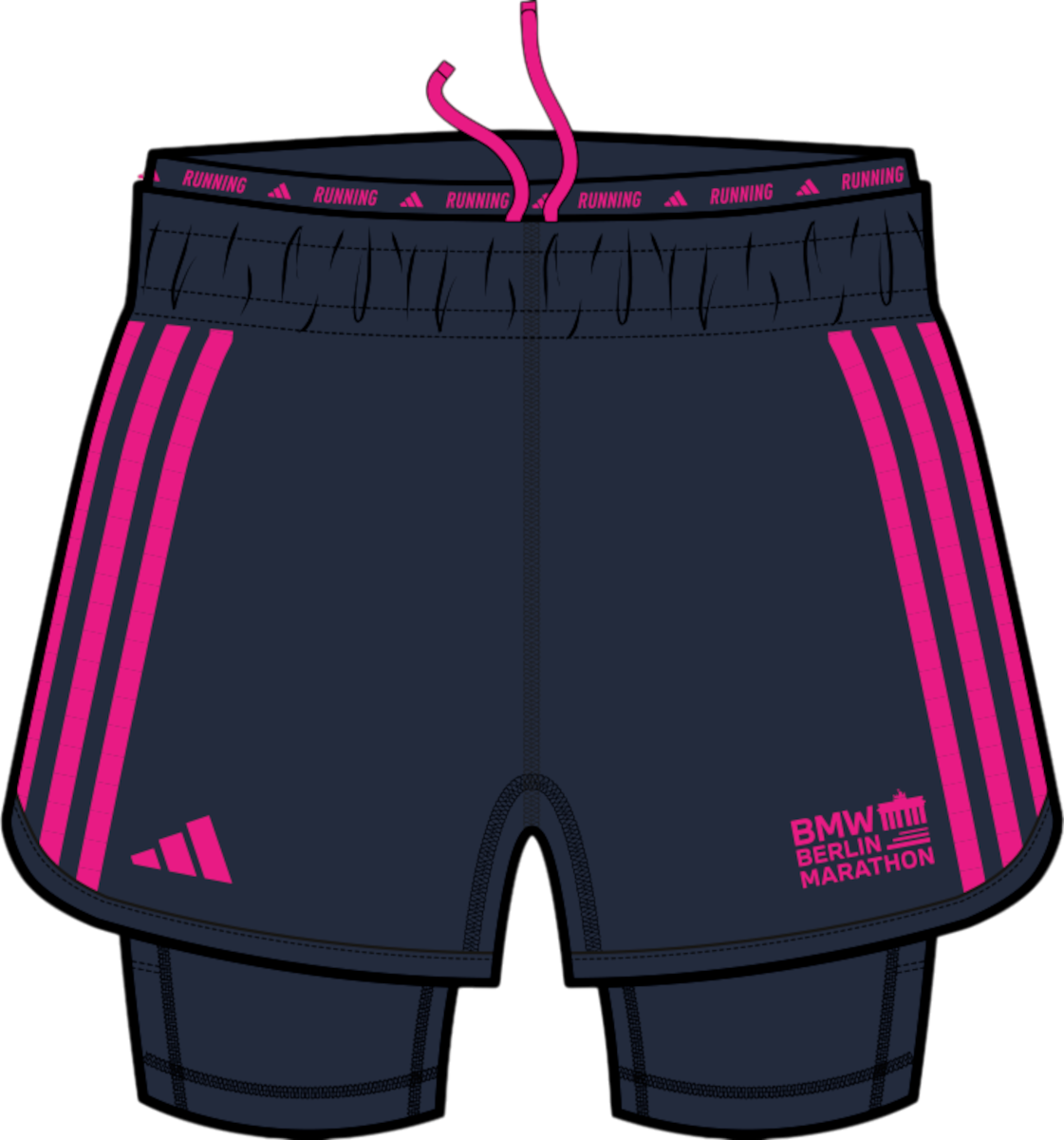 Šortky adidas Originals BMW Berlin Marathon 2025 2-in-1 Running Shorts Navy | jz6450, 0