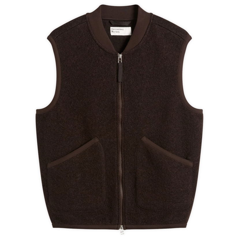 Vesta Universal Works Wool Fleece Zip Waistcoat Hnedá | 00015-BRN