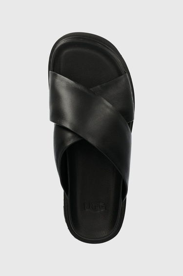 Tenisky a topánky UGG ® Capitelle Crossband Slide for Women in Black, Size 6.5, Leather Čierna | 1152672-BLK, 3