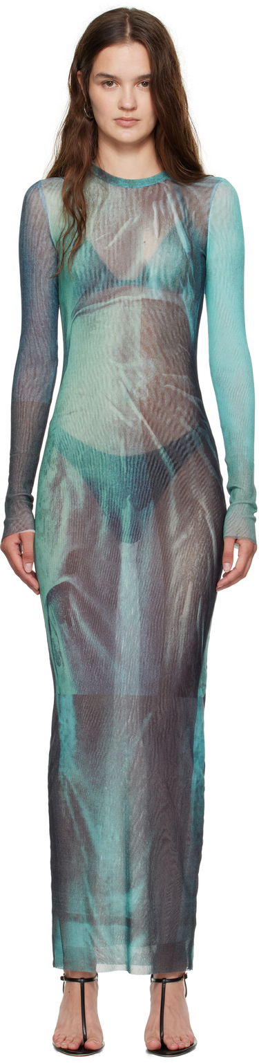 Šaty Jean Paul Gaultier Jean Paul Gaultier 'The Long Water' Mesh Maxi Dress Tyrkysová | 25/03-W-DR027-M004P-5557, 0