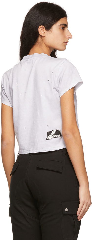 Crop Top We11done Cropped Distressed Studded T-Shirt Biela | WD-TT1-22-512-W-WH, 2