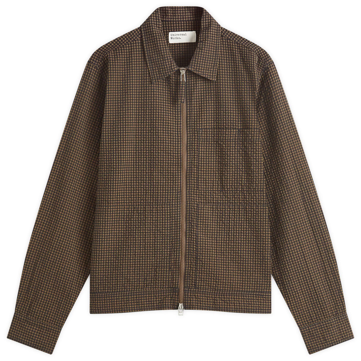 Bunda Universal Works Seersucker Zip Uniform Jacket Hnedá | P32057-NVY, 0