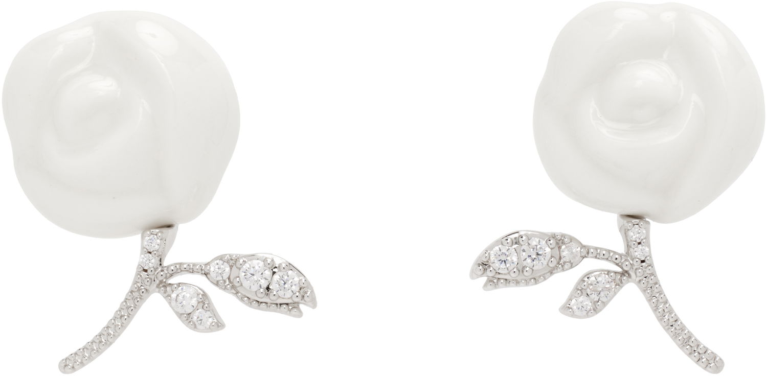 Náušnice SHUSHU/TONG YVMIN Edition Ceramic Rose Earrings Biela | 25645WHT00DLR, 0