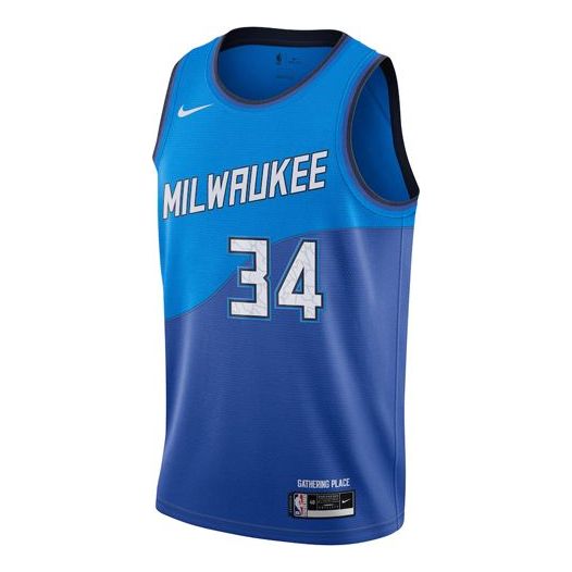 Dres Nike NBA Fan Edition Milwaukee Bucks 20-21 City Limited No.34 Basketball Jersey Modrá | CN1743-408