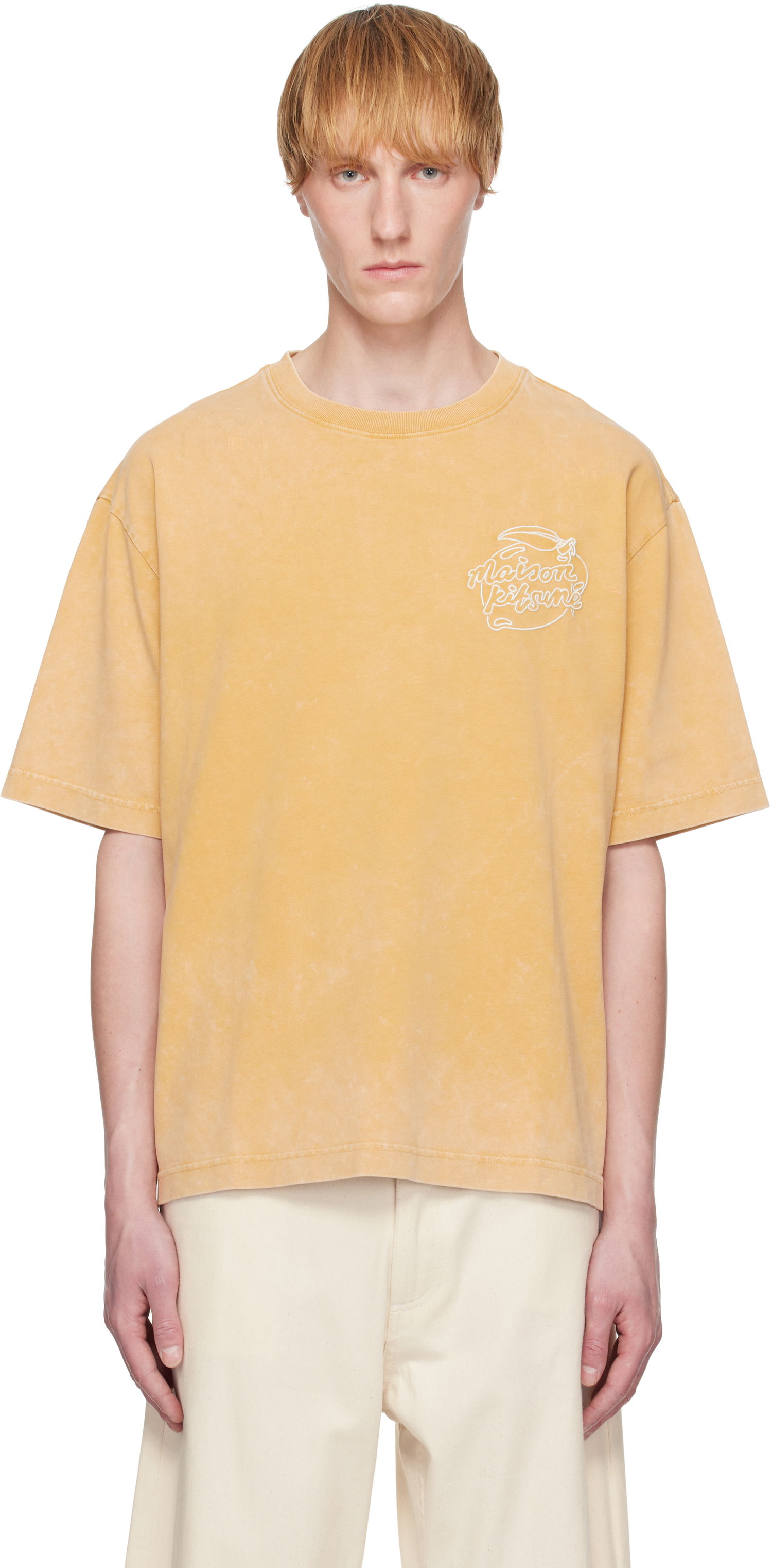Tričko MAISON KITSUNÉ Maison Kitsuné Lemonade Chest Embroidery T-Shirt Žltá | OM00115KJ0119, 0