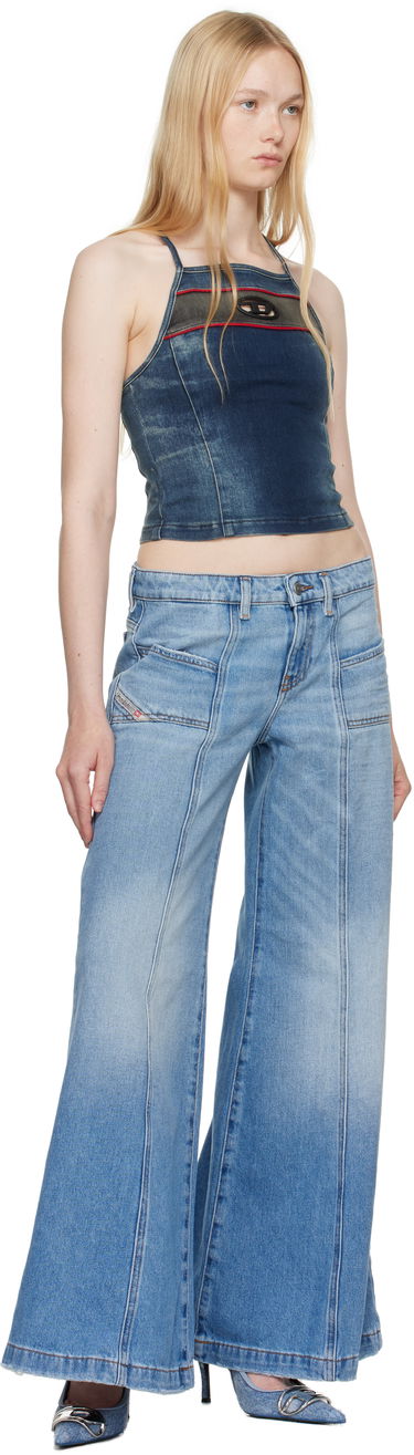 Tielko Diesel Diesel De-Pilu-S Denim Crop Top Modrá | A17349 0ABCZ, 3