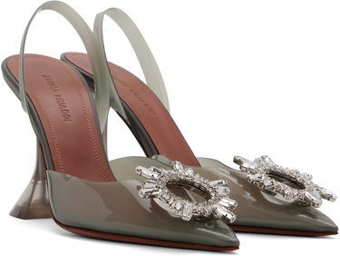 Tenisky a topánky Amina Muaddi Slingback Heels With Crystal Embellishment Zelené | BEGUM GLASS SLING PVC, 3