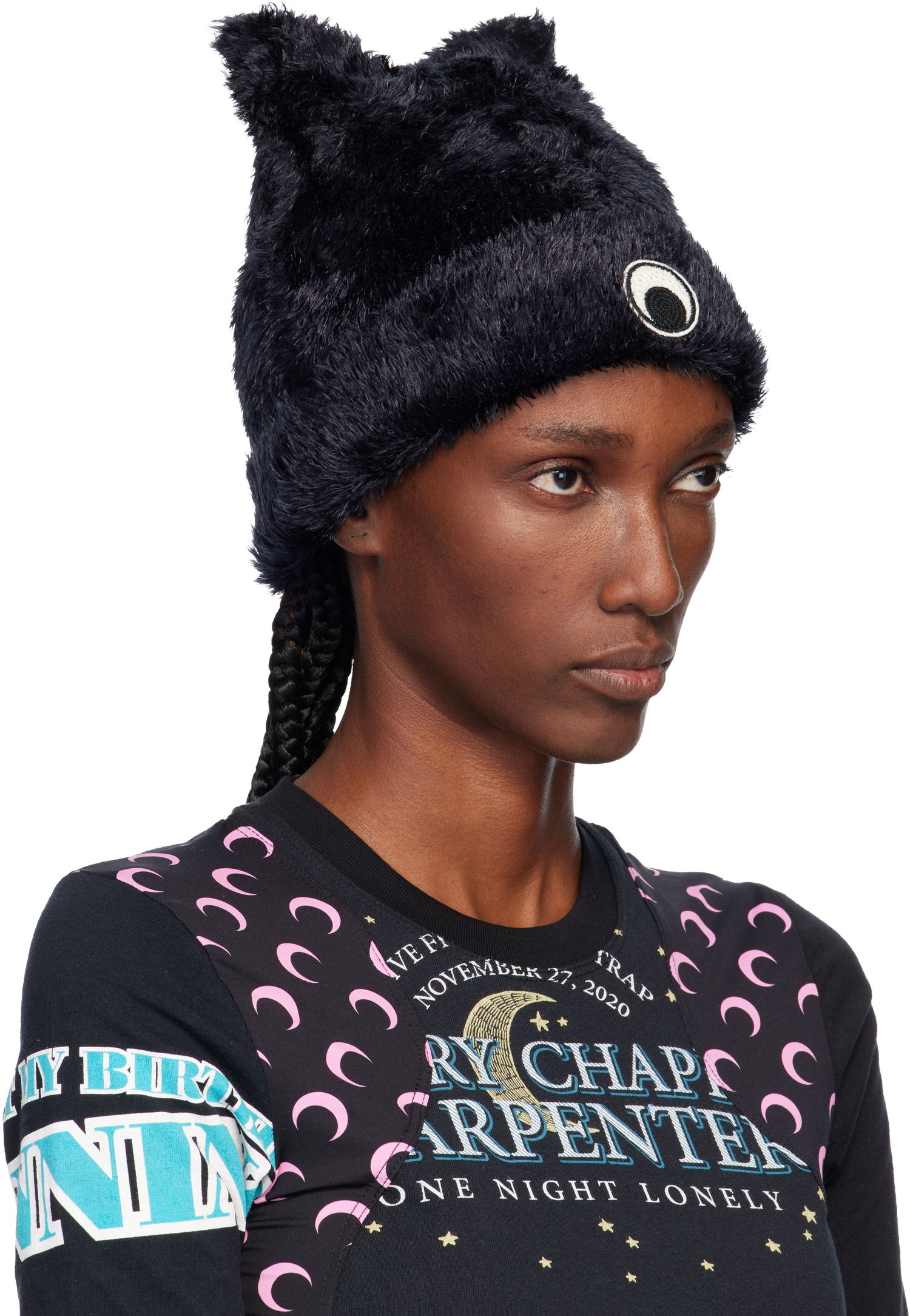 Kulicha Marine Serre Marine Serre Wild Fluffy Knit Beanie Čierna | UHG068ACKNI0536, 1
