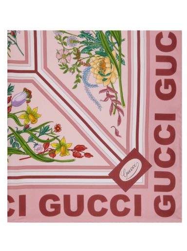 Šál Gucci Floral Print Silk Scarf Ružová | 691455 3G001