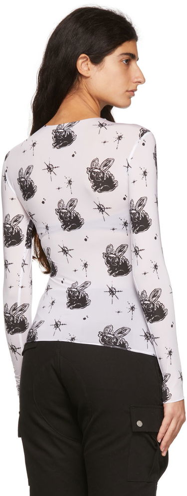 Tričko We11done We11done Semi-Sheer Long Sleeve T-Shirt with Bunny Print Biela | WD-TT1-22-577-W-WH, 2