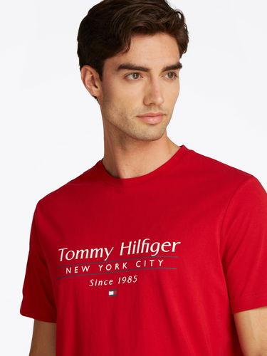 Tričko Tommy Hilfiger Tommy Hilfiger Logo Crew Neck T-Shirt Červená | MW0MW38621XLD, 3