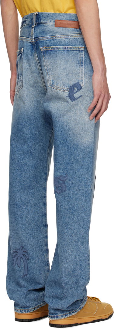 Džínsy Palm Angels Palm Angels Logo Patch Straight Leg Jeans Modrá | PMYA041S25DEN0064040, 2