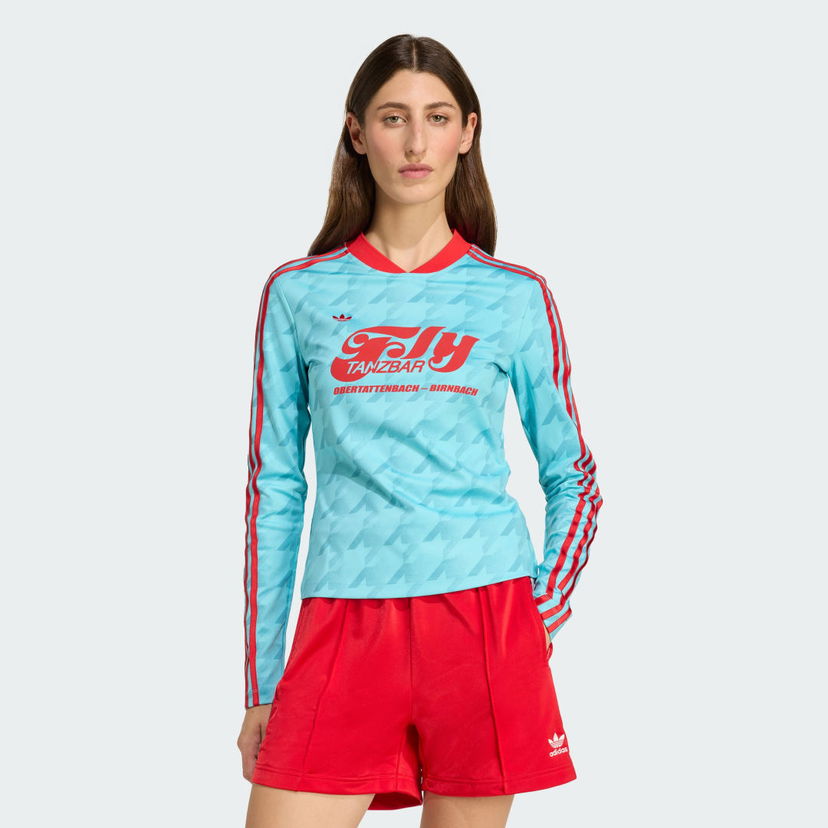 Dres adidas Performance Slim-Fit Long Sleeve Football Jersey with Allover Print Tyrkysová | JW0271