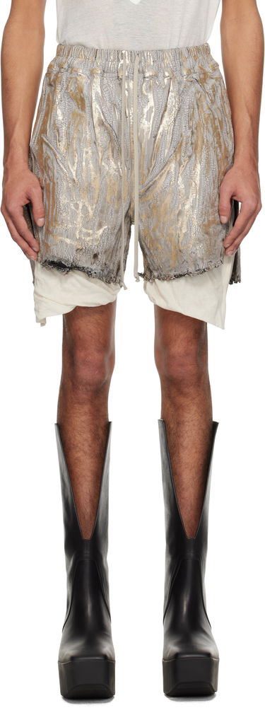 Šortky Rick Owens Rick Owens Hollywood Boxers Cracked Metallic Drawstring Shorts Metalická | RR01E5306 SGMC, 0