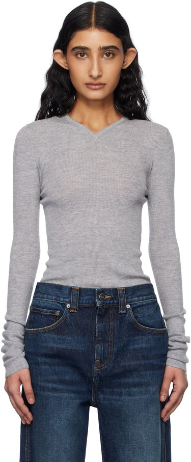 Sveter Khaite KHAITE Tania Ribbed Knit Top Šedá | 9699511, 0