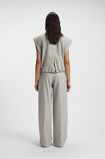 Vesta BOSS Sleeveless stretch flannel vest with stand collar and flap pockets Šedá | 50547683, 1