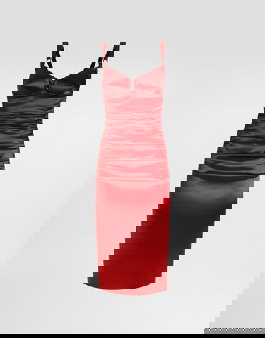 Šaty Dolce & Gabbana Dolce & Gabbana Draped Satin Calf-Length Dress with Conical Cups Červená | F6TNRTFURADR0046, 0