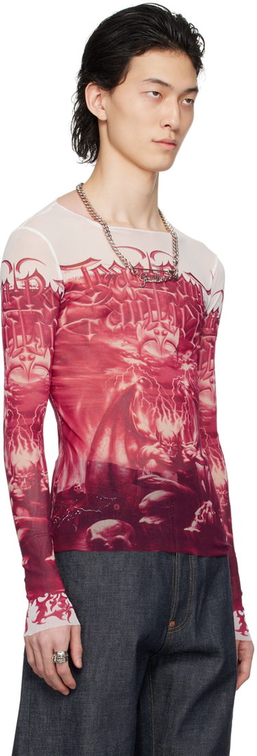 Tričko Jean Paul Gaultier Jean Paul Gaultier 'The Diablo' Graphic Print Long Sleeve T-Shirt Červená | 24/25-U-TO137-T546-0130, 3